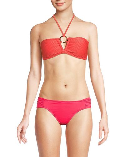 Trina Turk Empire Metallic Bandeau Bikini Top - Red