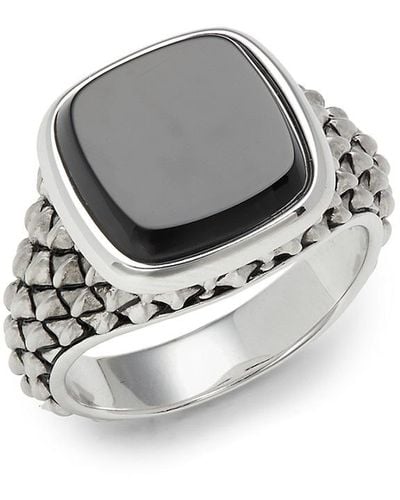 Effy Sterling & Onyx Signet Ring - Grey