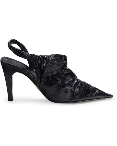 Bottega Veneta Pointed Toe Twist Leather Slingback Court Shoes - Black