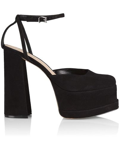 SCHUTZ SHOES Luan Nubuck Platform Ankle Strap Court Shoes - Black