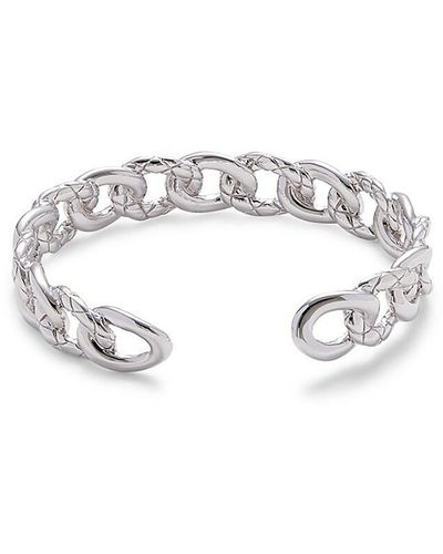 Judith Ripka Aura Curb Sterling Silver Cuff Bracelet - White
