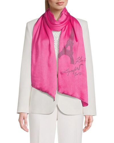 Karl Lagerfeld Embellished Logo Scarf - Pink