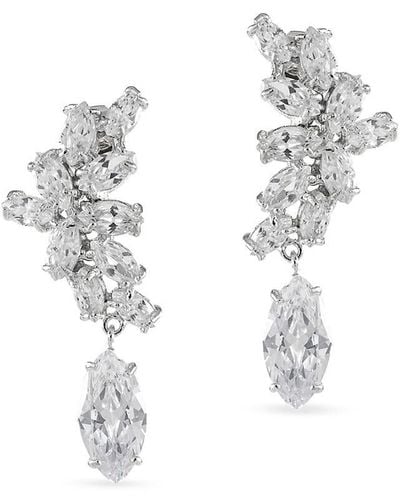 CZ by Kenneth Jay Lane Rhodium Plated & Cubic Zirconia Dangle Earrings - White
