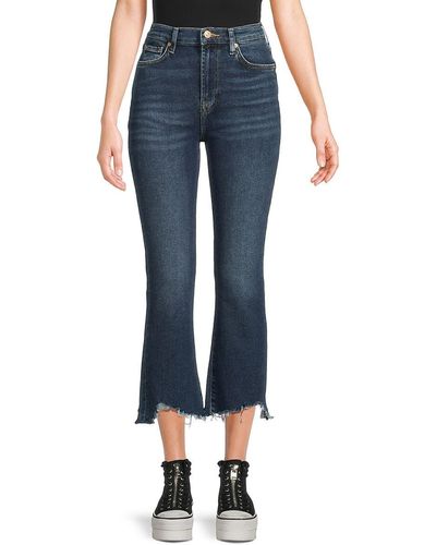 7 For All Mankind Mid Rise Slim Fit Cropped Jeans - Blue
