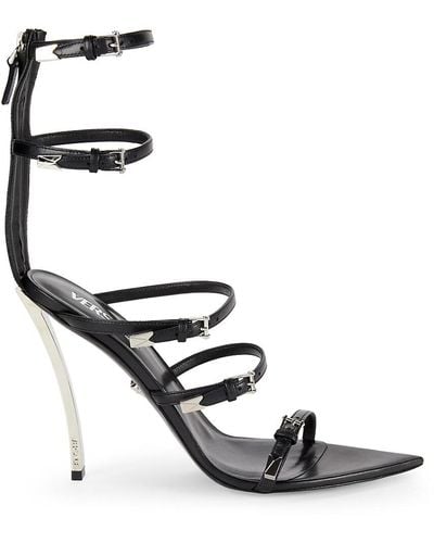 Versace Strappy Leather Sandals - Metallic