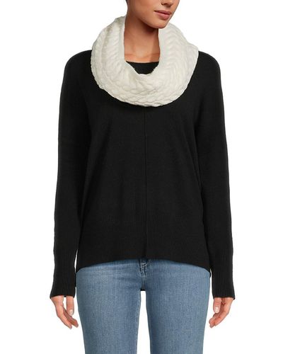 Cole Haan Wishbone Cable Knit Infinity Scarf - Black