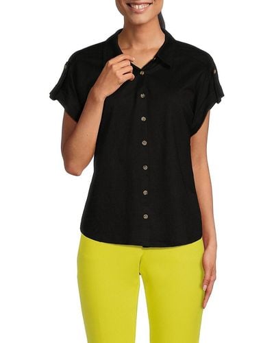 Bobeau Short Sleeve Tab Cuff Shirt - Black