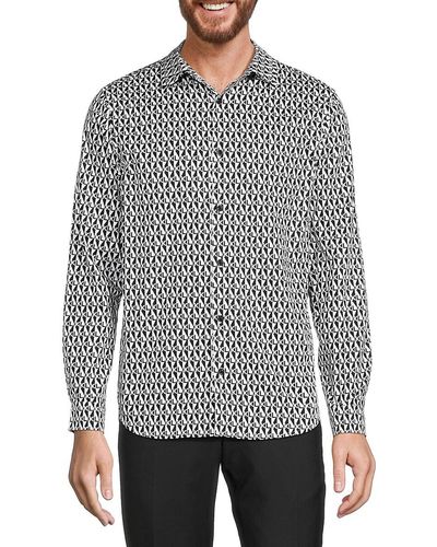 Karl Lagerfeld Pattern Button Down Shirt - Grey