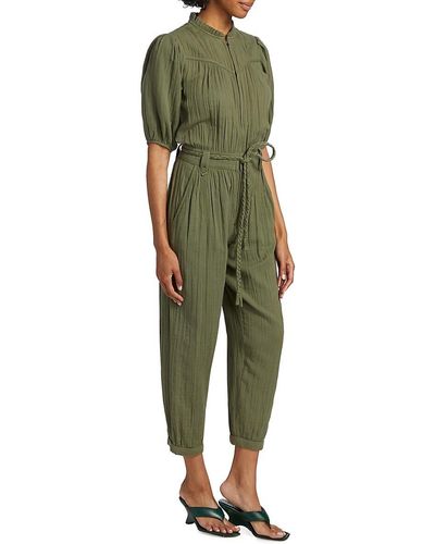 Joie Loomis Belted Cotton Crop Jumpsuit - Green