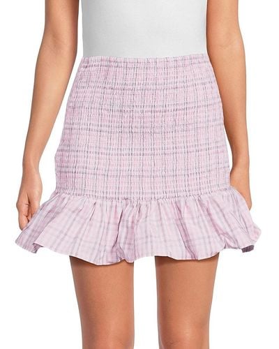 French Connection Yaki Checked Smocked Mini Skirt - Pink