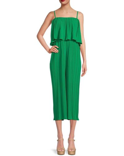 Kensie Pleated Layered Jumpsuit - Green