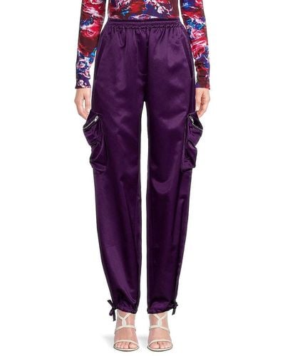 KENZO Satin Cargo Trousers - Purple