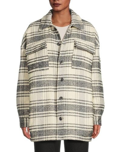 French Connection Caty Plaid Shirt Jacket - Gray
