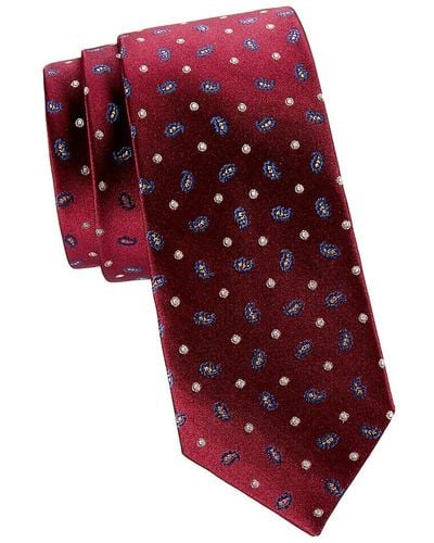 Ben Sherman Paisley Patterned Silk Tie - Red