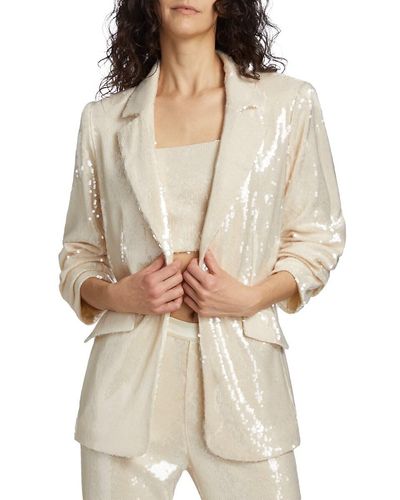 Cinq À Sept Kimmi Sequin-embroidered Blazer - Natural