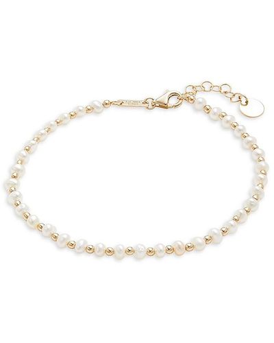 Saks Fifth Avenue 14k Yellow Gold & 3mm Freshwater Pearl Beaded Bracelet - White