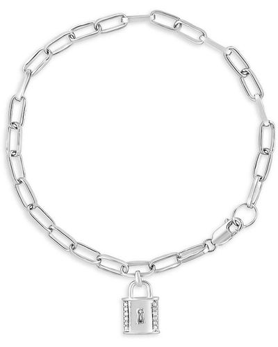 Effy ENY Sterling & 0.03 Tcw Diamond Padlock Bracelet - White