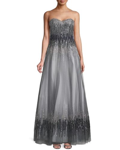 Basix Black Label Strapless Ombré Sequin Ball Gown - Gray