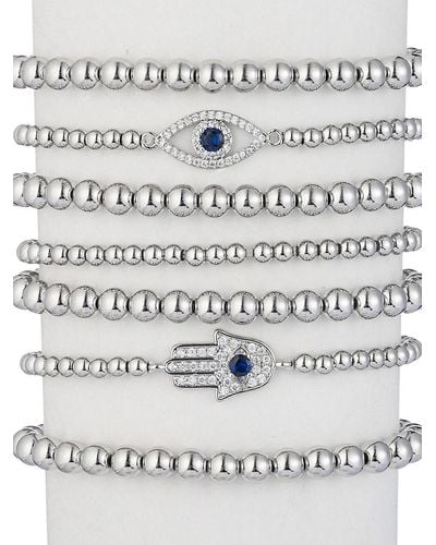 Eye Candy LA Luxe Sanaz 7-piece Beaded Hamsa & Evil-eye Bracelet Set - Gray