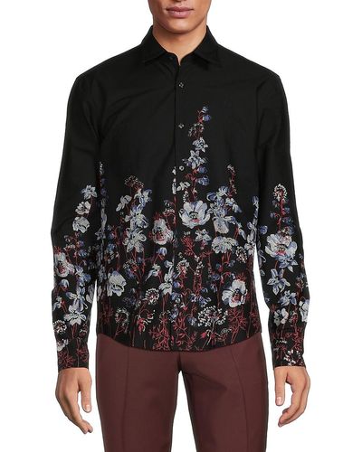 HUGO Ermo Floral Print Shirt - Black