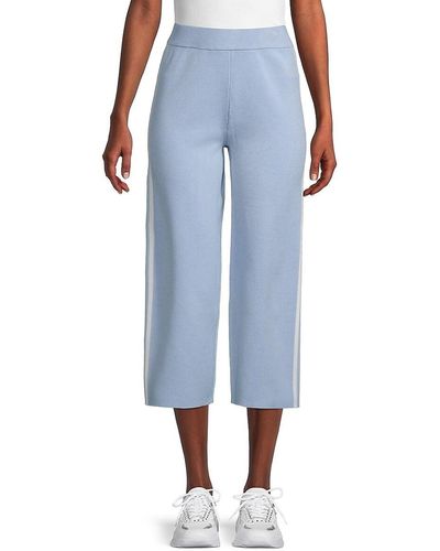 Saks Fifth Avenue Stripe-print Cropped Pants - Blue