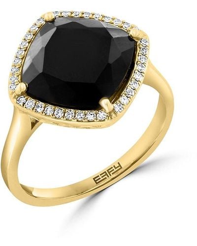 Effy 14k Yellow Gold, Onyx & Diamond Ring - Black