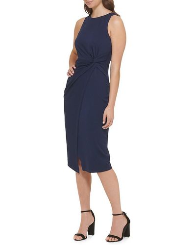 Guess Knot-front Midi Bodycon Dress - Blue