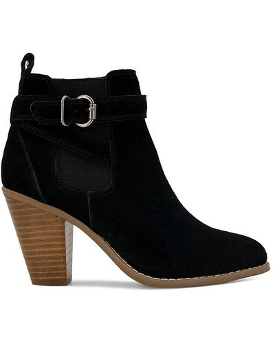 Kensie Galvon Block Heel Suede Booties - Black