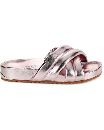 DKNY Indra Metallic Crisscross Flat Sandals - Pink