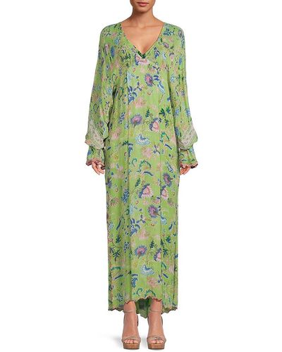 Hemant & Nandita 'Floral Maxi Dress - Green