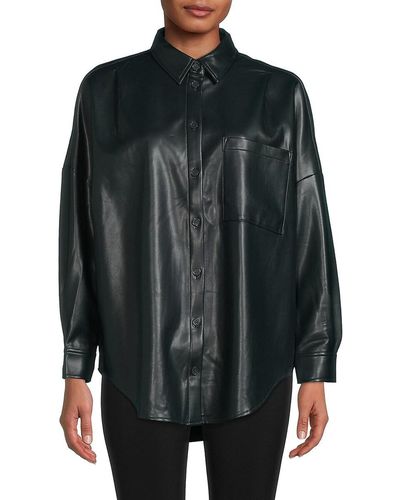 French Connection Crolenda Faux Leather Shirt - Black