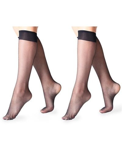 LECHERY 2-Pack Sheer 20 Denier Knee High Socks - Black