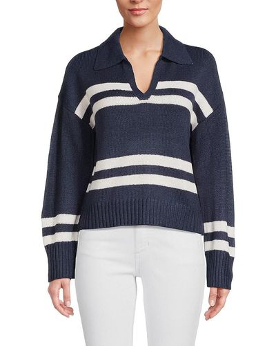 Design History Striped Polo Sweater - Blue