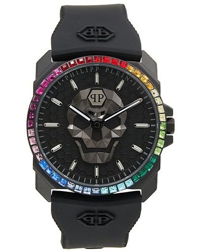 Philipp Plein $kull King 40mm Stainless Steel, Preciosa Crystal & Silicone Strap Watch - Black