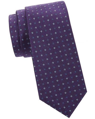 Saks Fifth Avenue Saks Fifth Avenue Geometric Print Silk Tie - Purple