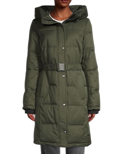 Sam Edelman Belted Puffer Jacket - Green