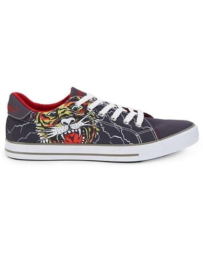 Ed Hardy Fang Tiger Graphic Sneakers - Black