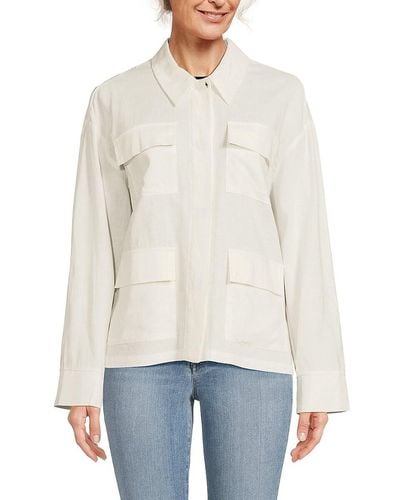 Vero Moda Fia Linen Blend Shirt Jacket - White