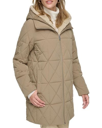 Andrew Marc Islee Faux Shearling Hooded Puffer Coat - Natural