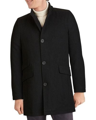 Kenneth Cole Twill Wool-blend Car Coat - Black