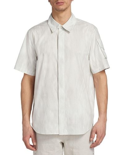 Helmut Lang Striped Short Sleeve Cargo Shirt - White
