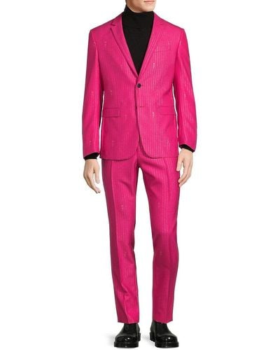 Versace Virgin Wool Blend Suit - Pink