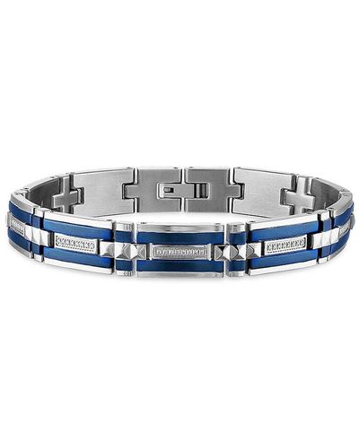 Esquire Ion Plated Stainless Steel & 0.33 Tcw Diamond Bracelet - Blue