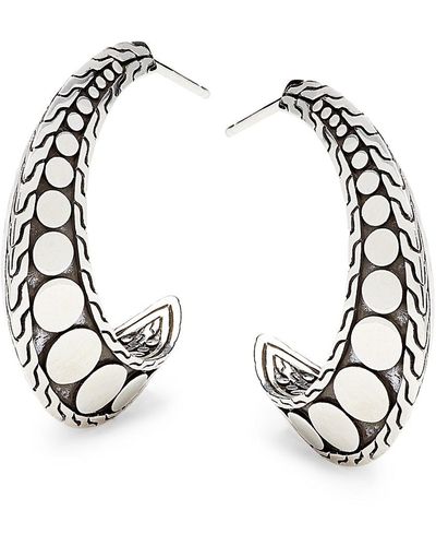John Hardy Sterling Dot Chain Half Hoop Earrings - Metallic
