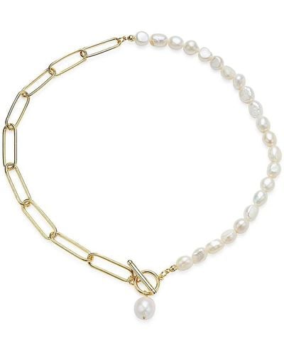 Argento Vivo Studio 14k Goldplated & 8.68mm Baroque Organic Freshwater Pearl Necklace - White
