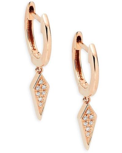 Saks Fifth Avenue 14k Rose Gold & 0.04 Tcw Diamond Drop Earrings - White