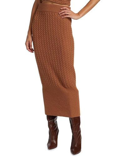 AMUR Renata Cable Knit Tube Skirt - Brown