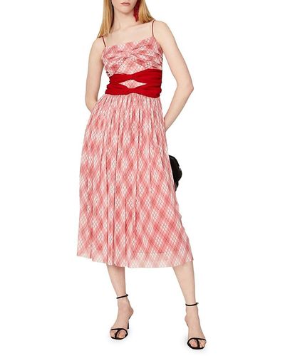 Adam Lippes Lace Bow Front Midi Dress - Pink