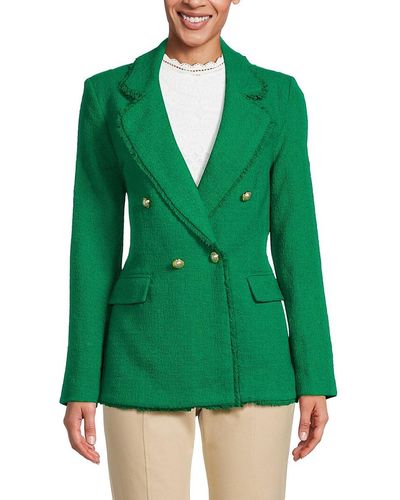 Saks Fifth Avenue Saks Fifth Avenue Textured Double Breasted Blazer - Green