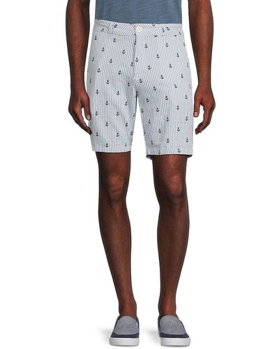 Saks Fifth Avenue Tropical Linen Blend Bermuda Shorts - Blue